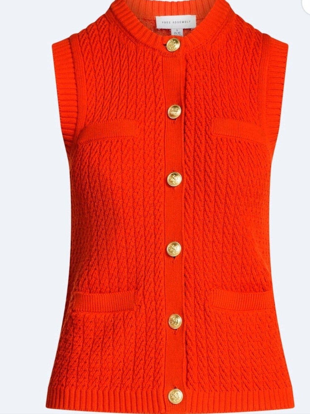 Free Assembly Women's and Women's Plus Button Front Cable Knit Sweater Vest,